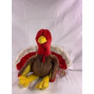 TY Beanie Baby Gobbles The Turkey Beanie Buddy Rare 8" Brown 1999